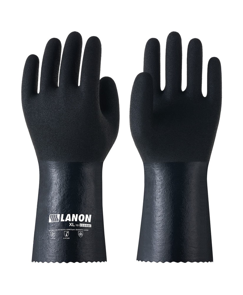 LANON 3-Pack Heavy-Duty Nitrile Chemical Resistant Gloves Reusable Rubber Work Gloves