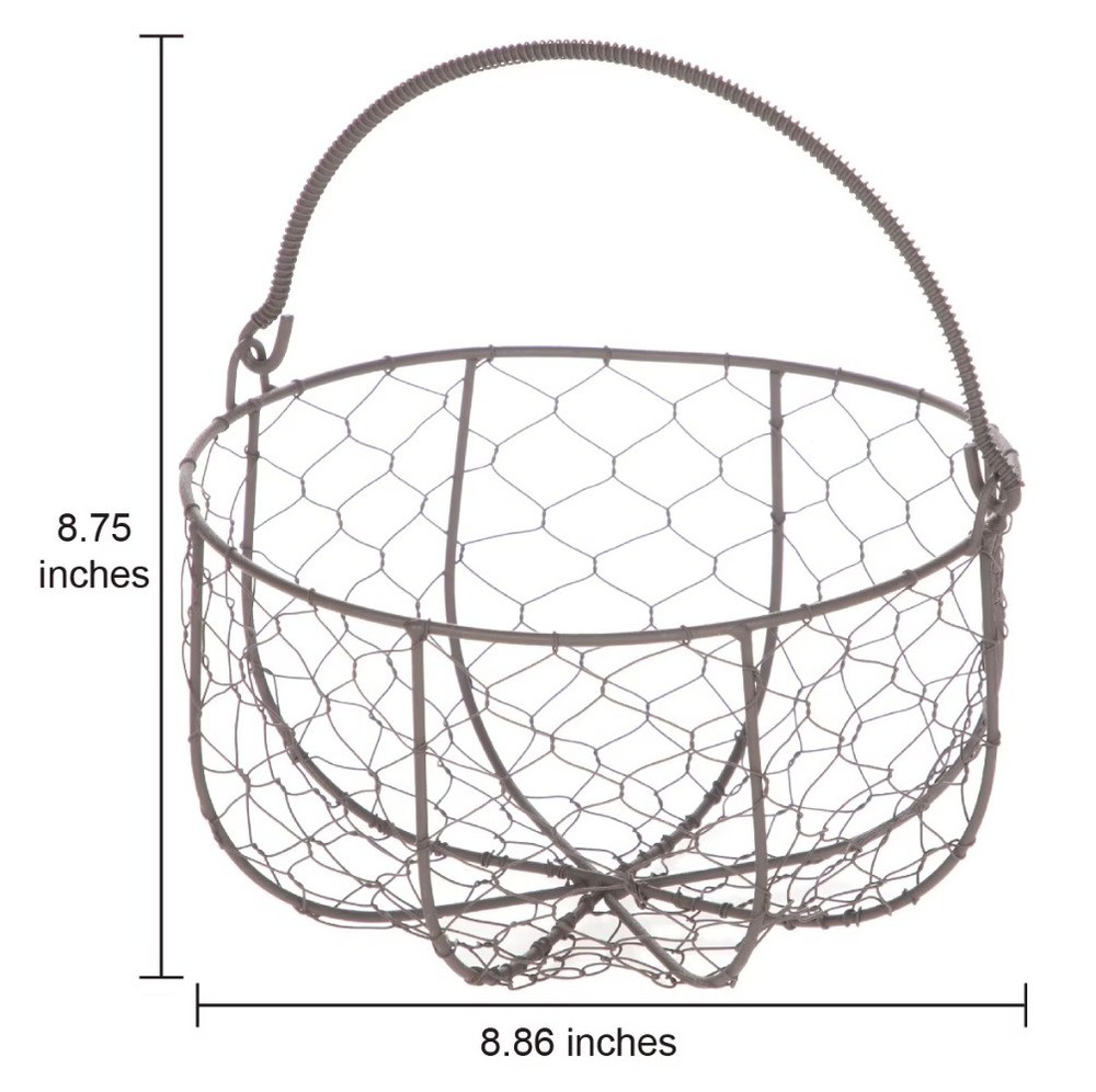Brown Chicken Wire Storage Basket with Moveable Handle, 4.5