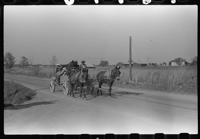 Photo:1930s Horse-Drawn Wagon Rural Road Farm Workers