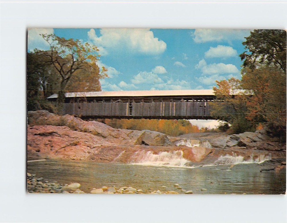 Postcard Covered Bridge Swiftwater New Hampshire Ammonoosuc River USA