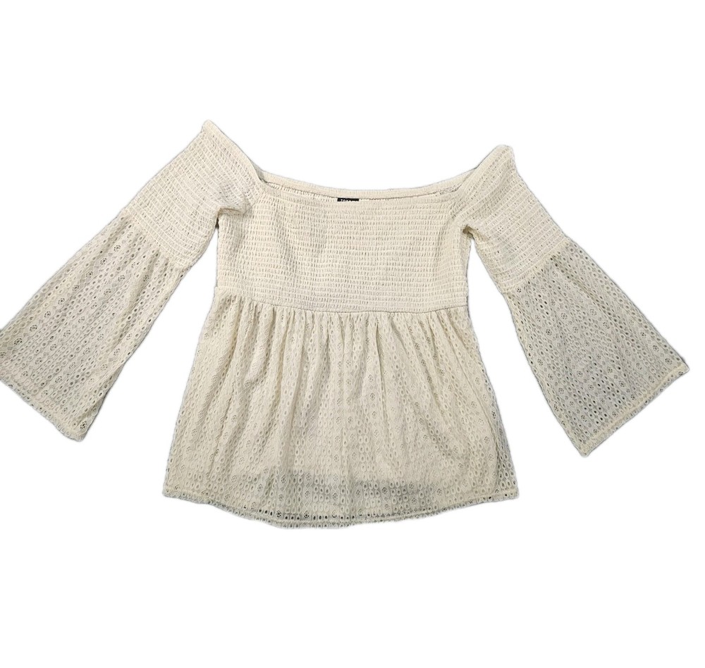 Torrid Smocked Babydoll Top Womens 2X Ivory Lace Milkmaid Ethereal Y2K Soft Girl