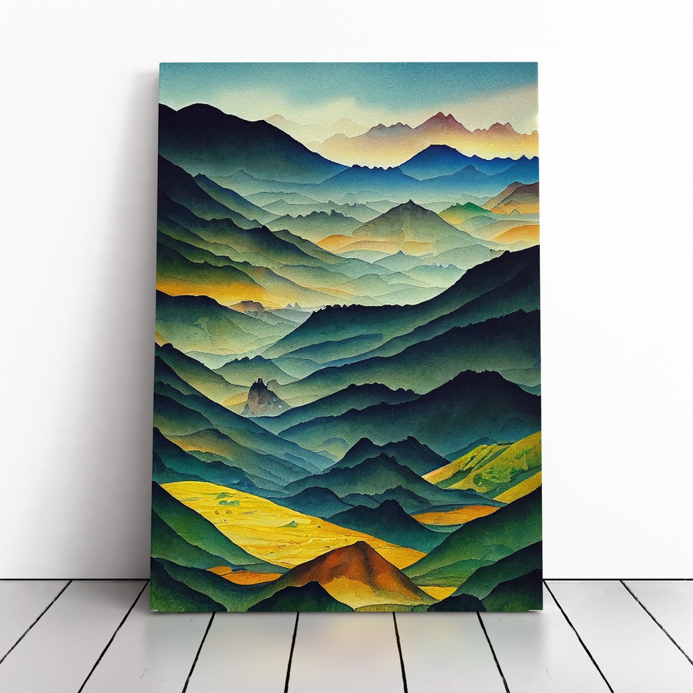 Mountain Landscape No.1 Canvas Wall Art Print Framed Picture Decor Dining Room