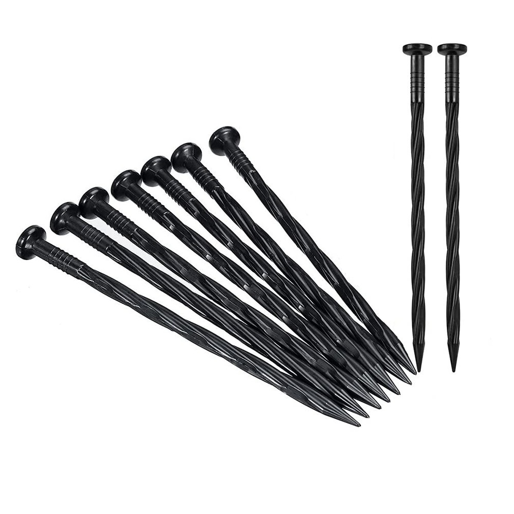 8-Inch Plastic Landscape Anchoring Spikes - 50 Pack for Garden, Lawn, Tent