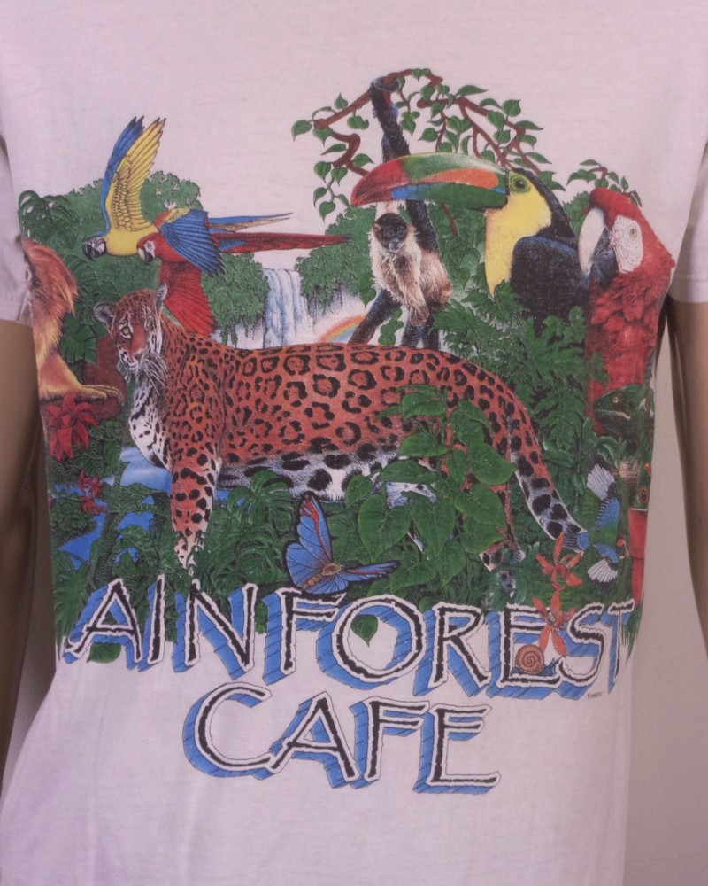 vintage 90s Rainforest Cafe Habitat T-Shirt AOP All Over Print Animal USA made M