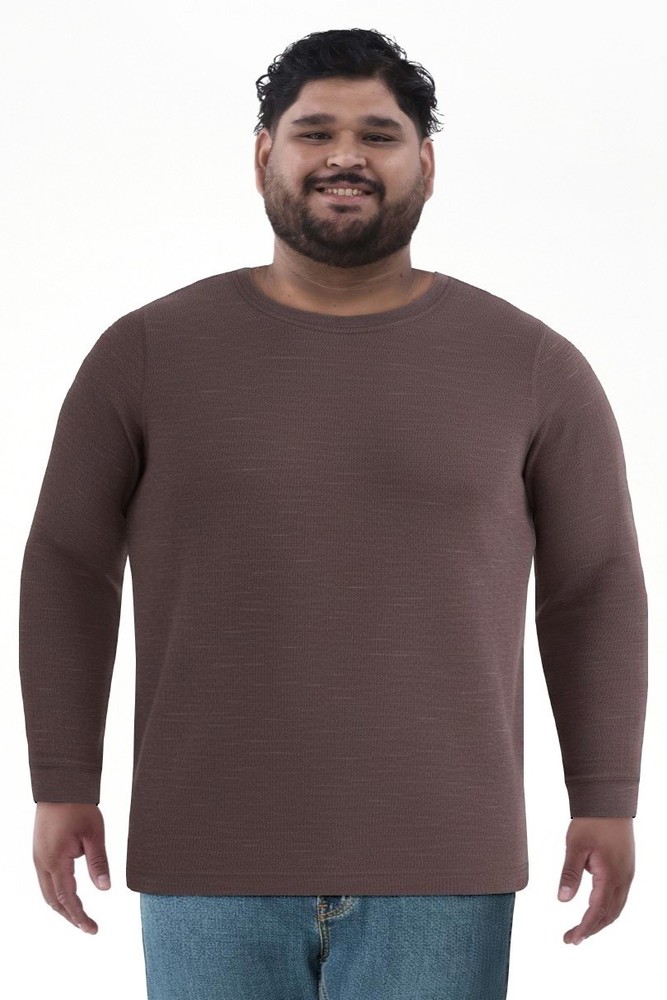Thermal Crewneck Men's 2XL Tee with Long Sleeves Breen Brown New