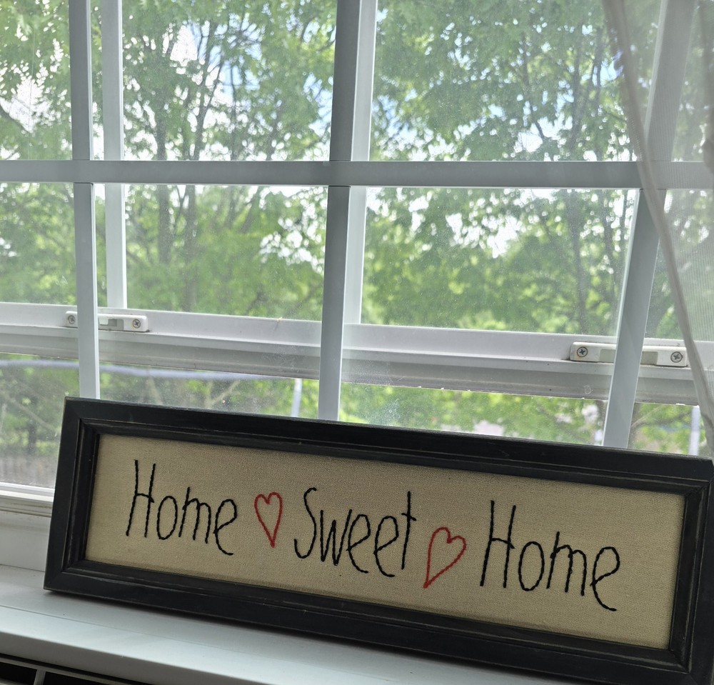 Home Sweet Home Finished Needlepoint Wall Hanging Framed Décor