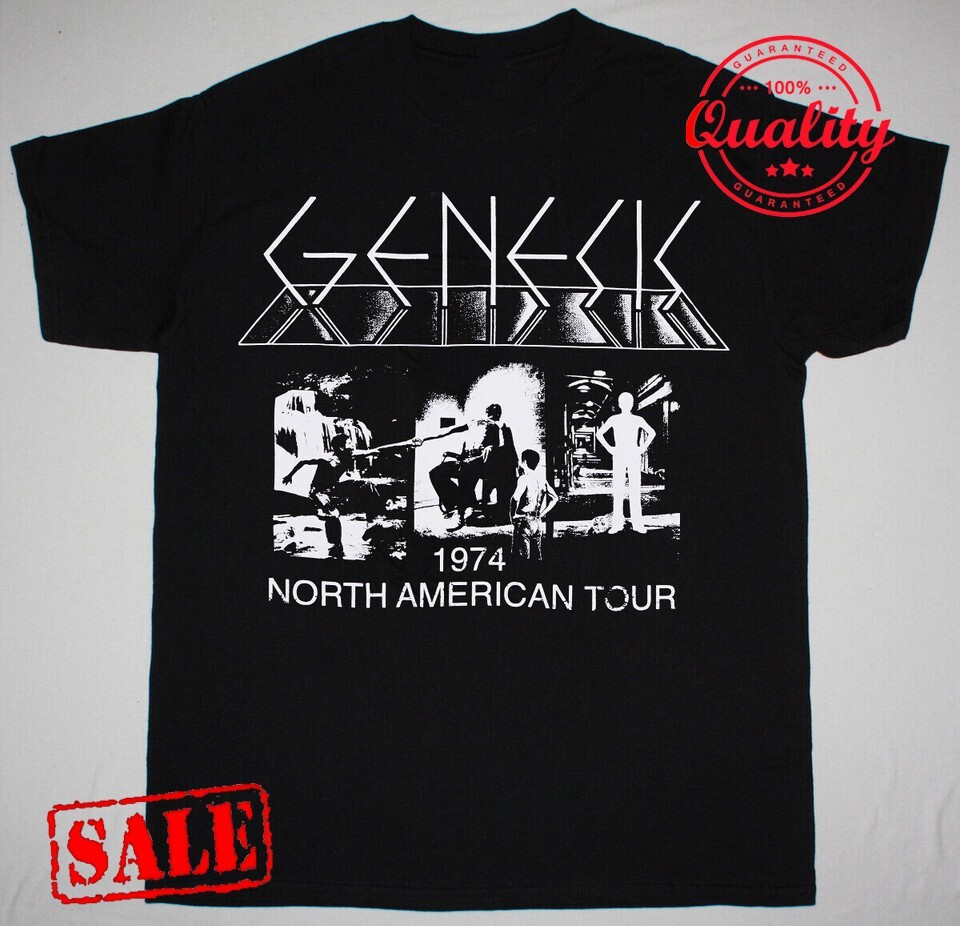 GENESIS BAND TOUR 1974 Unisex Short Sleeve Black All Size Shirt KK7348