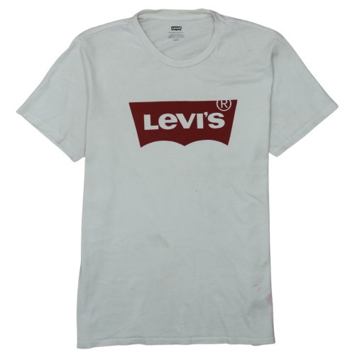 Levis Mens T Shirt White Cotton Batwing Logo Graphic Crew Neck Lightweight M