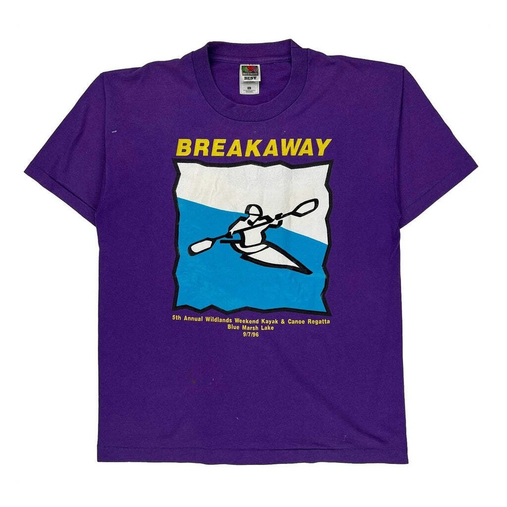 Fruit Of The Loom Graphic T-Shirt - Large Purple Cotton Blend
