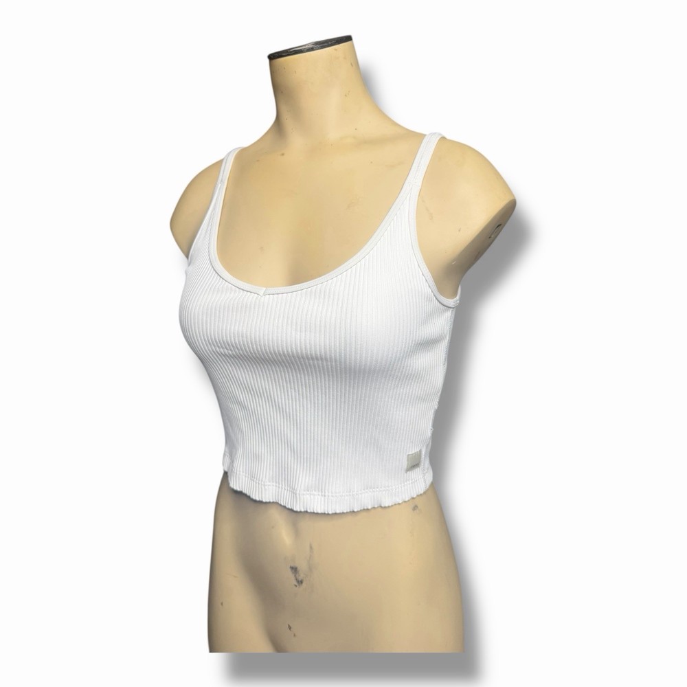 Vuori Top Women's Ribbed Crop Tank V Neck Strappy White Size XS