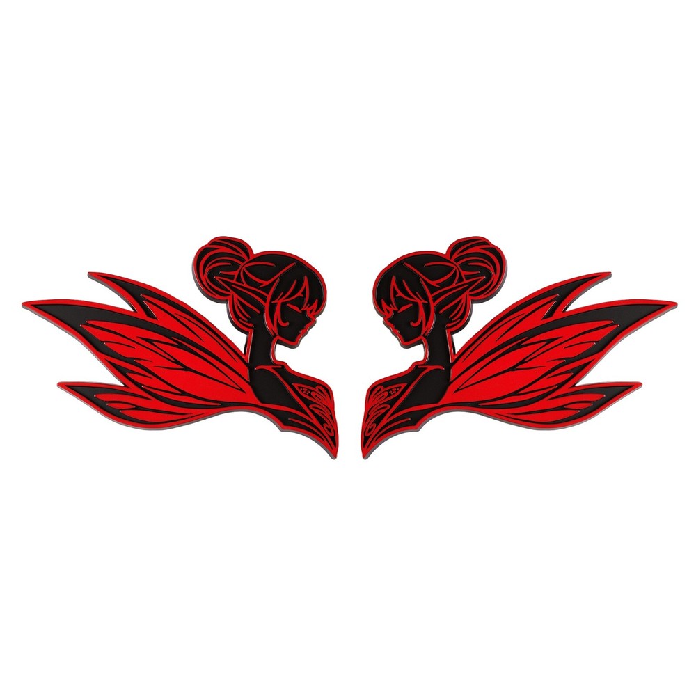 Fairy Emblem Red 3D Badge Decal Set of 2 for Car Truck SUV Auto Accessories