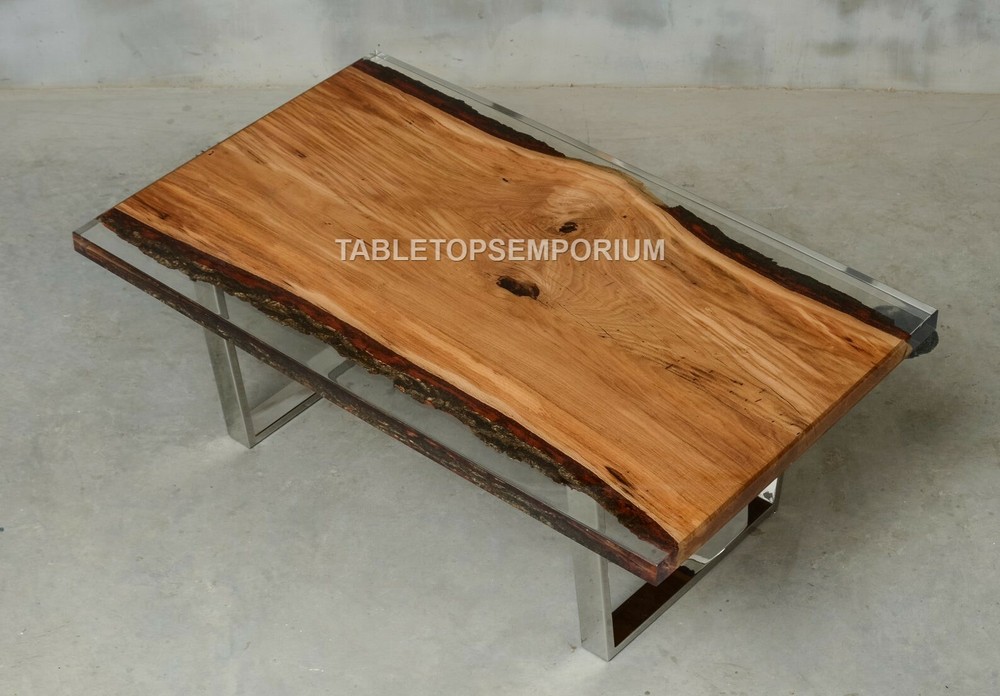 Epoxy Table with Clear Resin River, Custom Table, Acacia Wooden Table Decor Tops