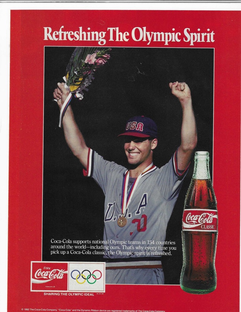 Refreshing The Olympic Spirit  Baseball  Coca-Cola Classic  Original Print Ad