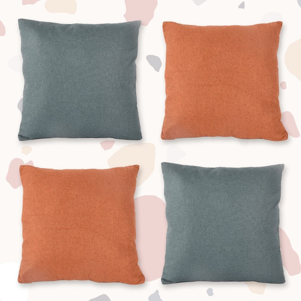 Set of 4 Farmhouse Decor Stripe Patchwork Linen Throw Pillow Covers, 18