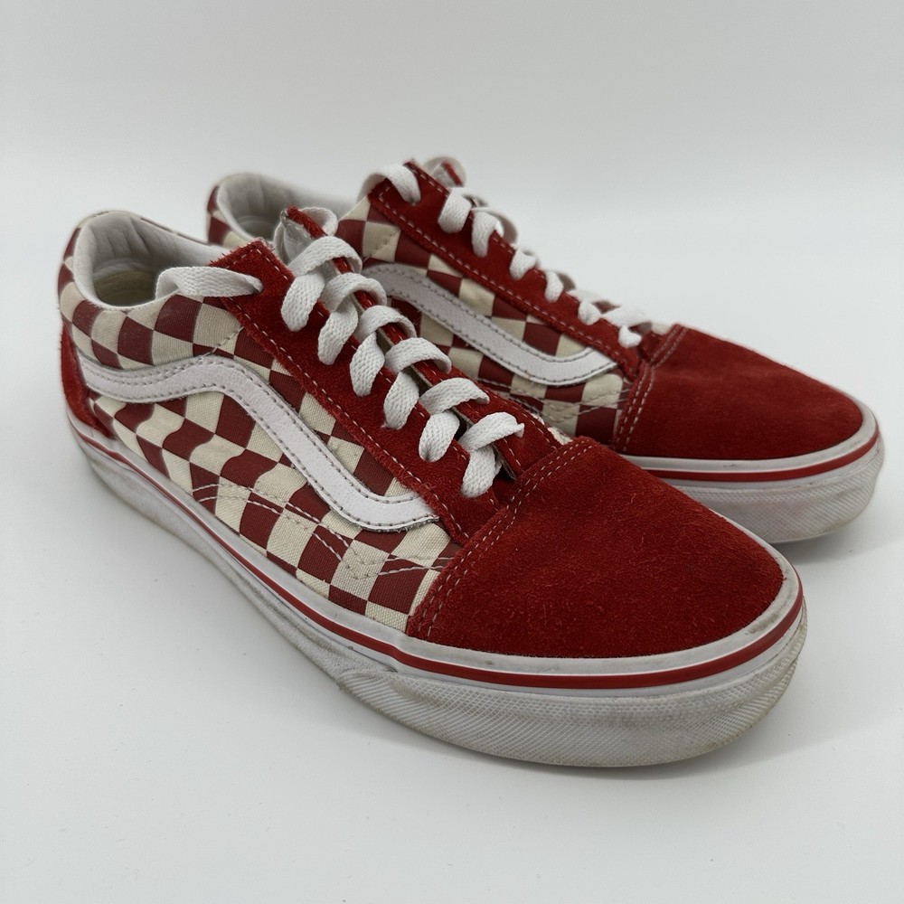 VANS OLD SKOOL SHOES RED WHITE 500714 CHECKERED LOW TOP LACE UP MENS 5.5 SKATE