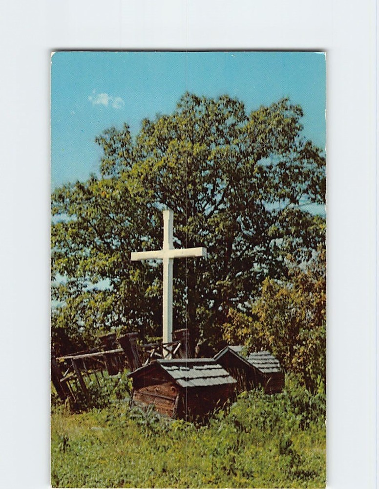 Postcard Indian Graveyard on Madeline Island La Pointe Wisconsin USA