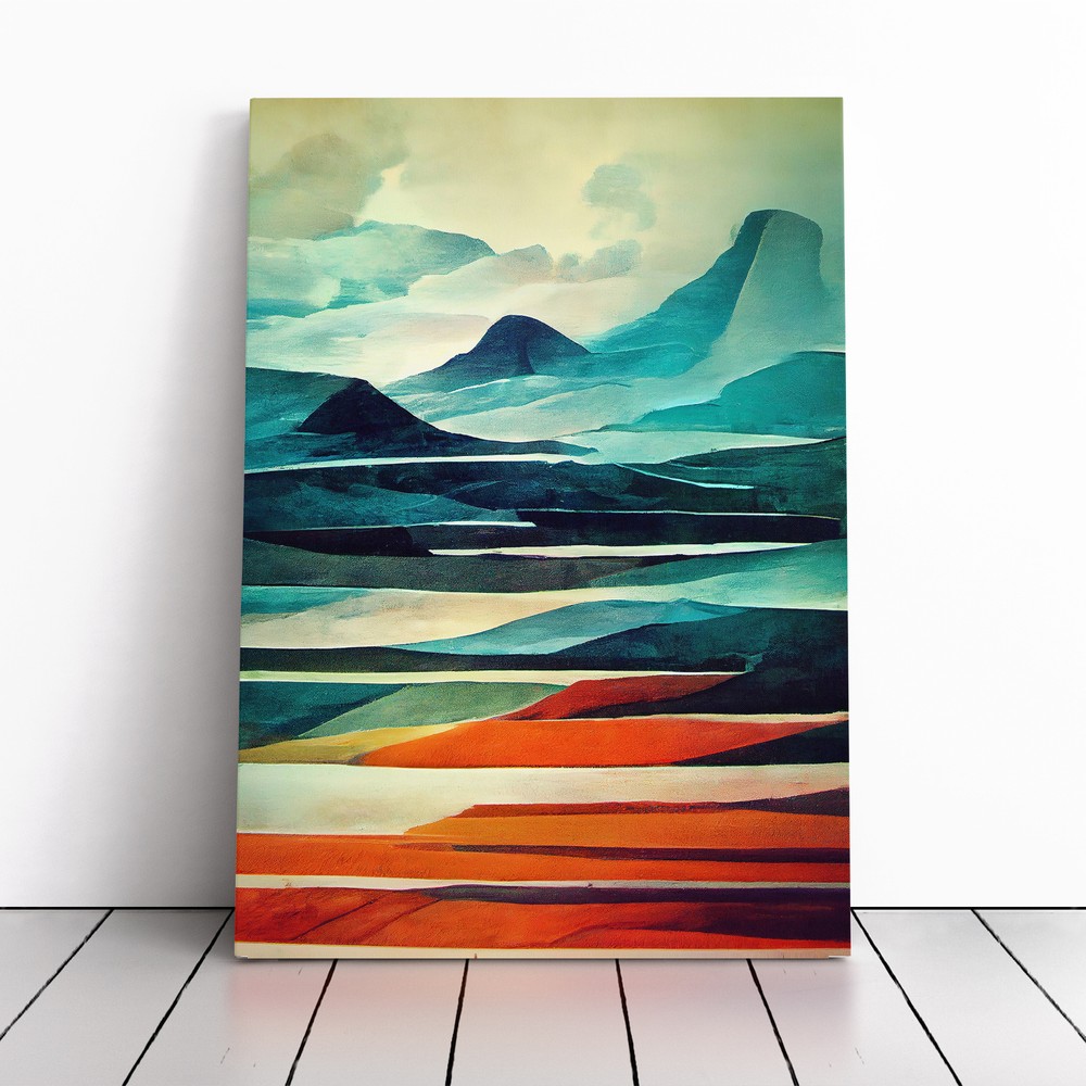 Mountain Landscape Abstract No.3 Canvas Wall Art Print Framed Picture Home Decor