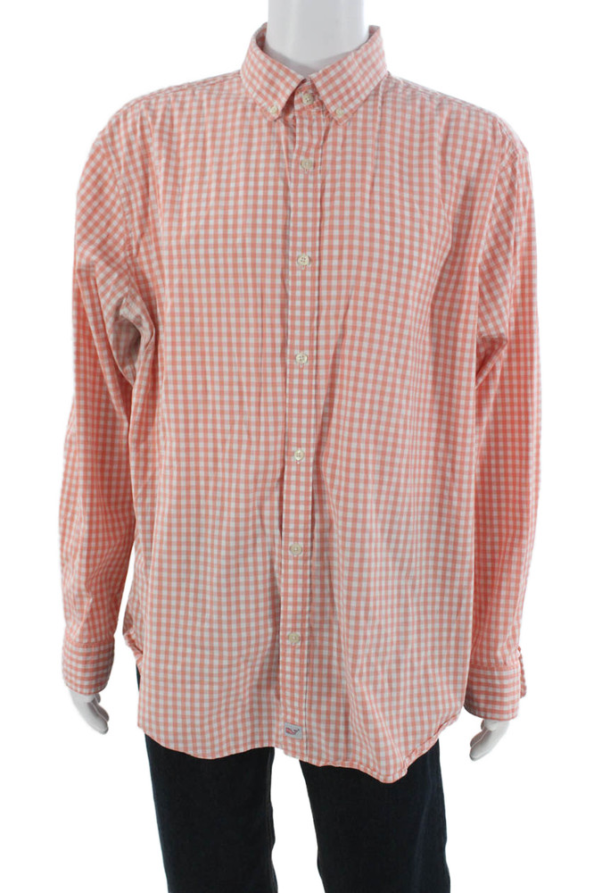 Vineyard Vines Mens Button Down Long Sleeve Orange Check Shirt Size 2XLFree Shipping in US $100+ Orders | $6.95 Orders Below