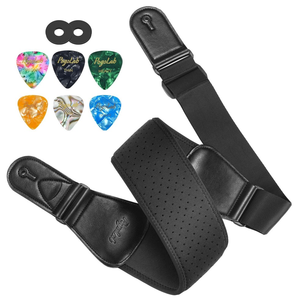 Guitar Strap for Electric Guitar & Bass, Wide Bass Strap Padded Guitar Straps...