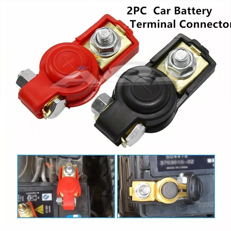 For Honda Car Battery Terminal Connector Clamp Negative Positive Red+Black