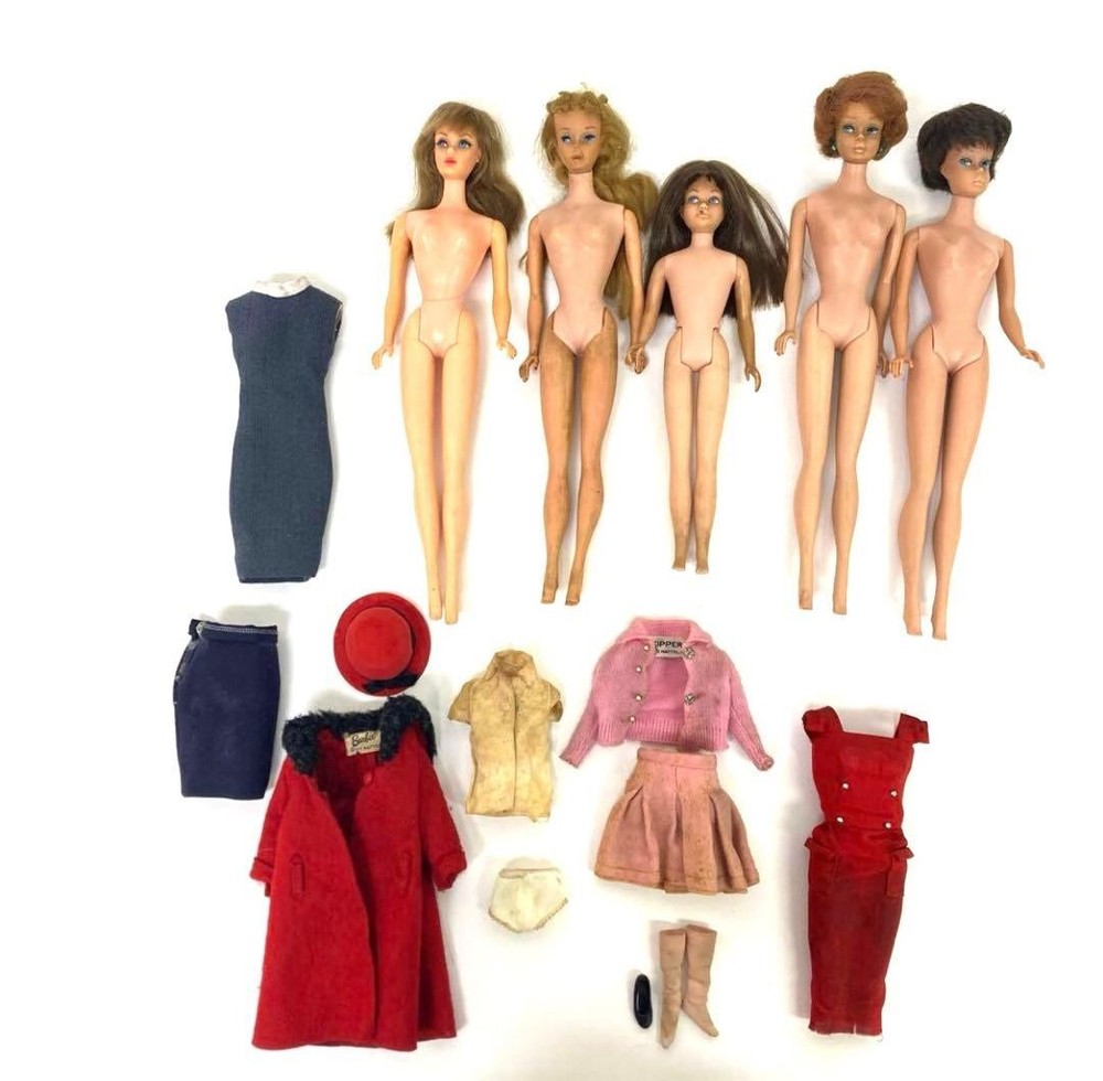 g412-30 Vintage Barbie Midge Skipper Francie all together