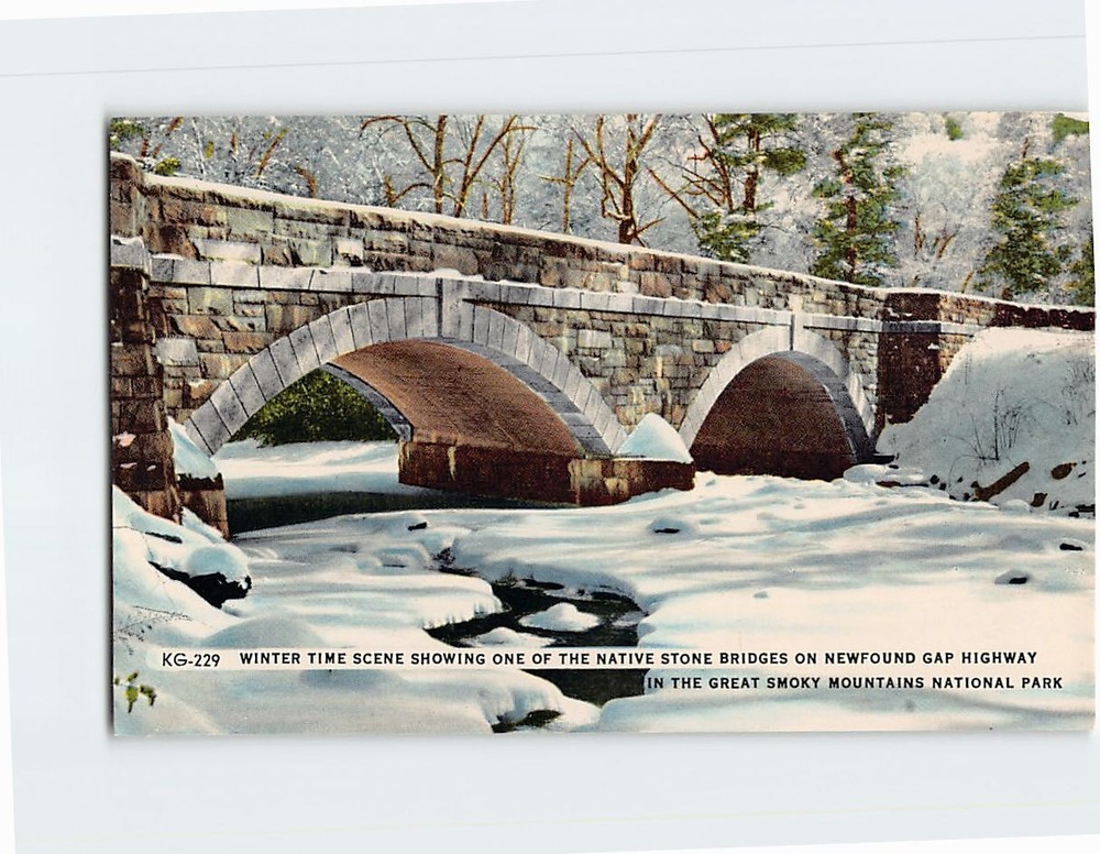Postcard Winter Scene  Stone Bridges Great Smoky Mountains National Park USA