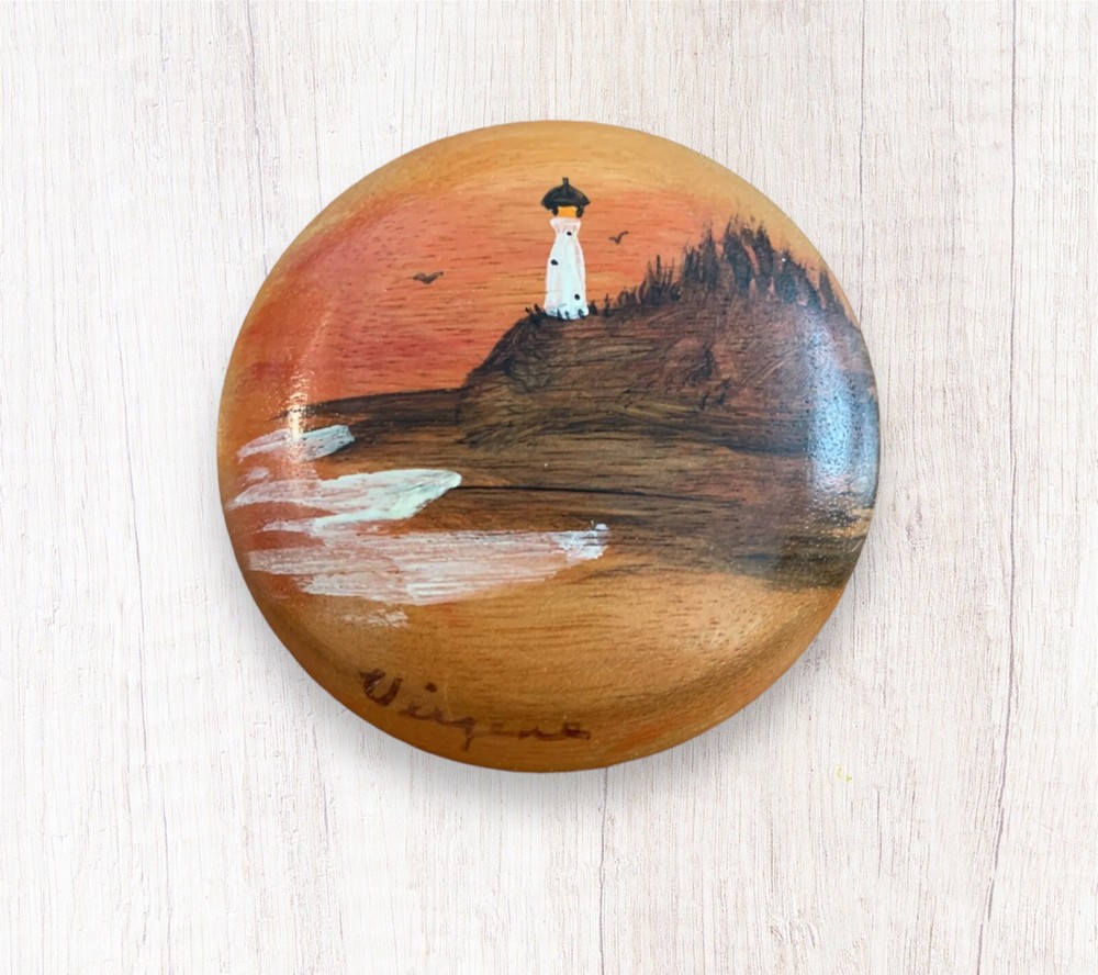 Vintage Hand Painted Lighthouse Virginia Souvenir Magnet Wooden