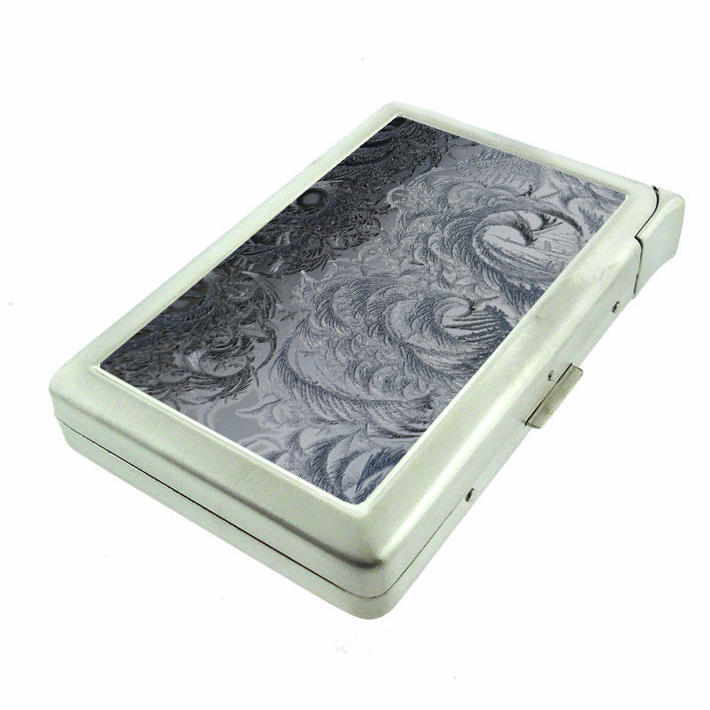 Abstract Background Em7 100's Size Cigarette Case with Built in Lighter Wallet