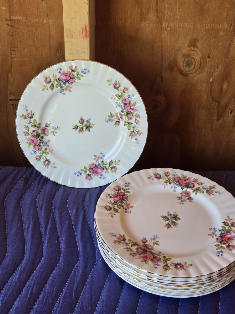 (8) Royal Albert Moss Rose Salad Plates 8 1/8