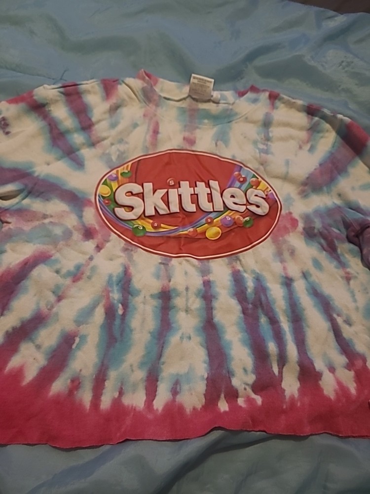 Skittles Shirt Womens L Tie Dye Swirl Crop Top Tee