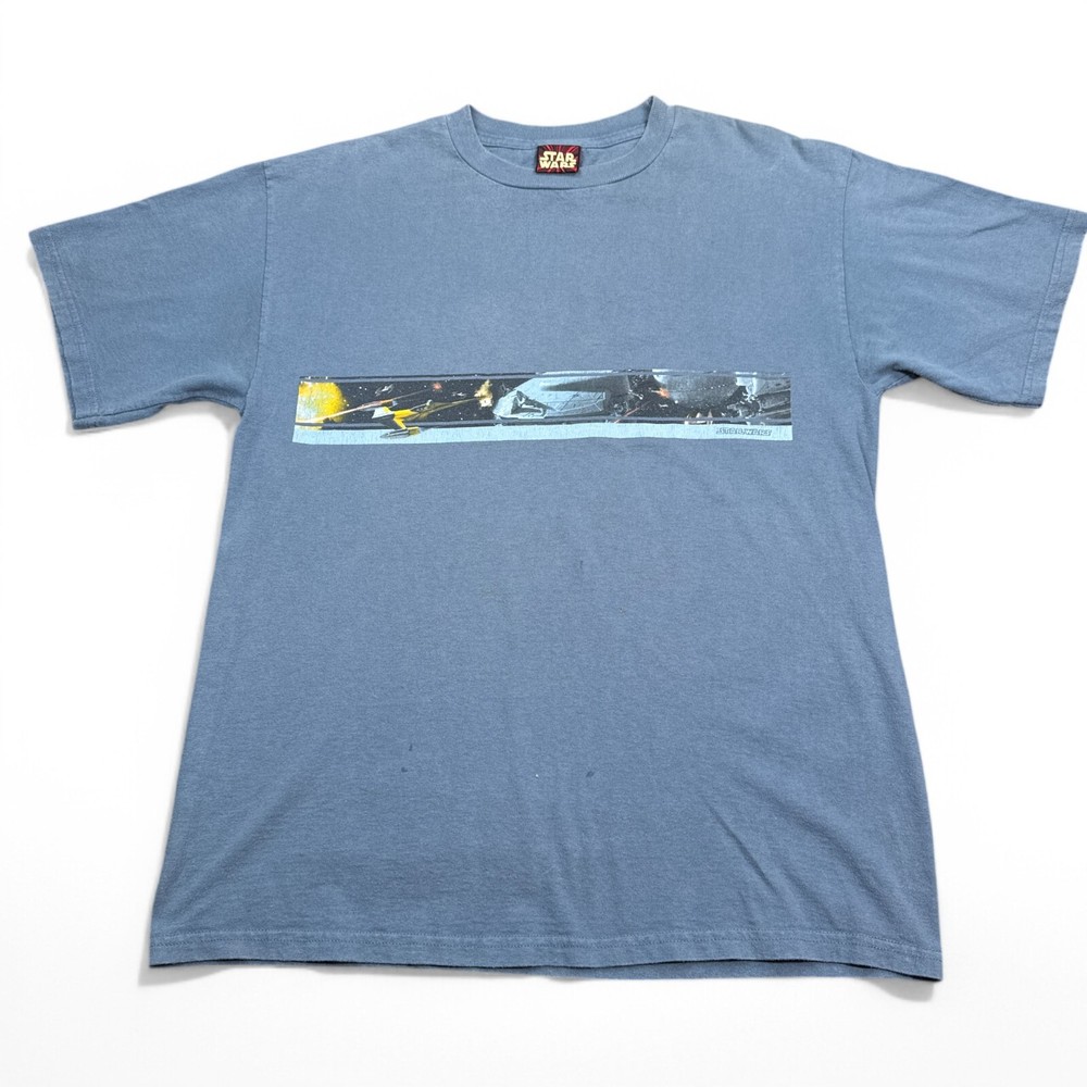 Vintage Star Wars Phantom Menace Tee Shirt Adult Size Large Blue Big Tag