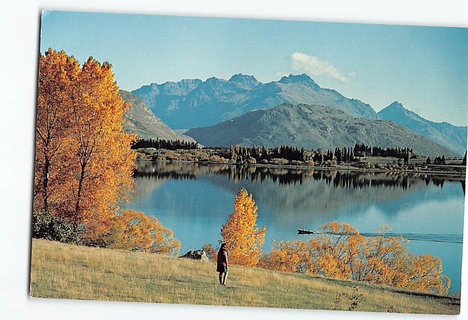Postcard Lake Hayes Autumn Scene New Zealand