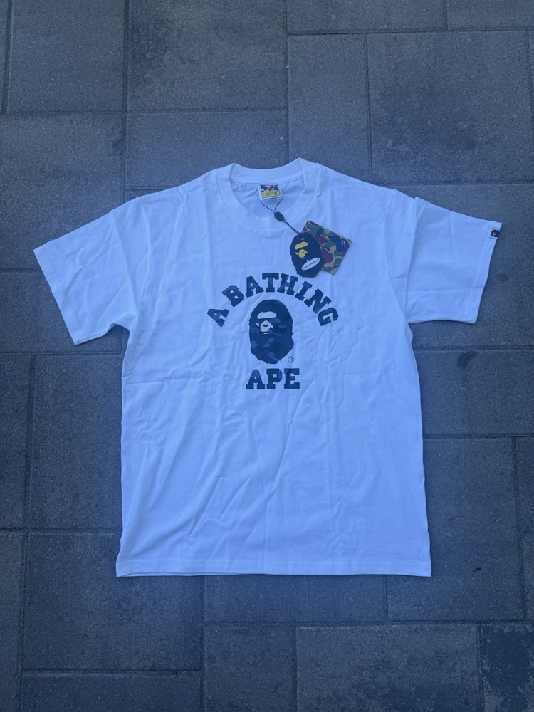 Bape Men's White Short Sleeve T-Shirt Size Medium, 100% Cotton, a Bathing Ape
