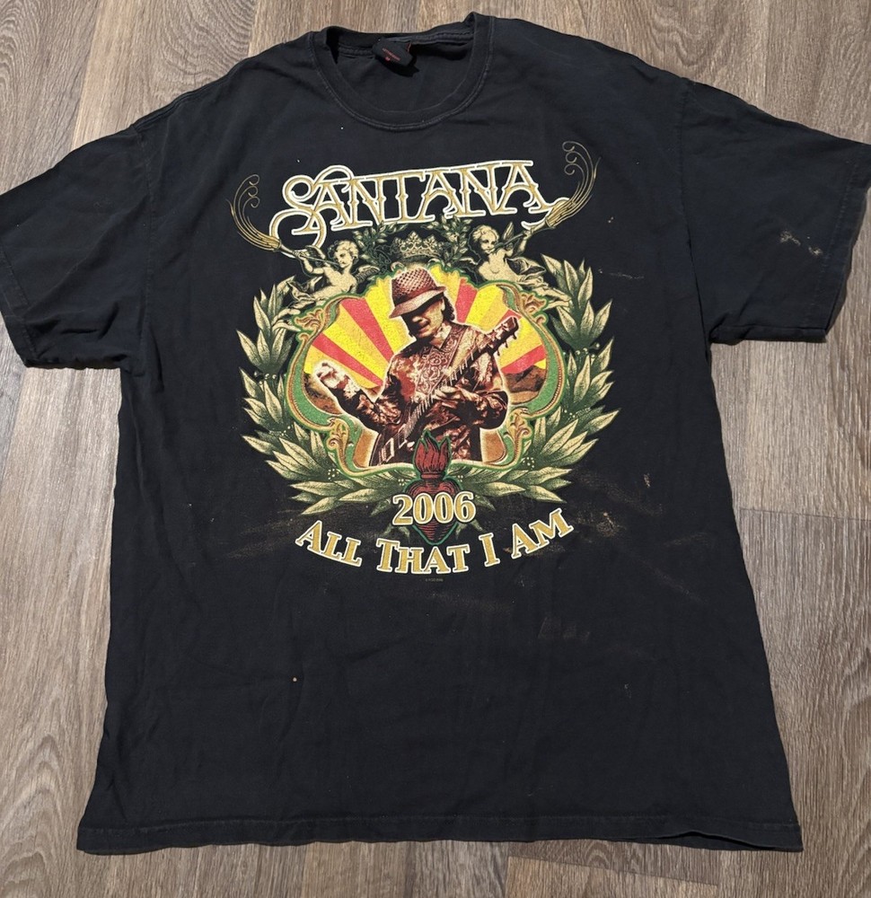 Vintage Santana Shirt Mens XL Black 2006 All That I Am Tour Graphic Band Tee