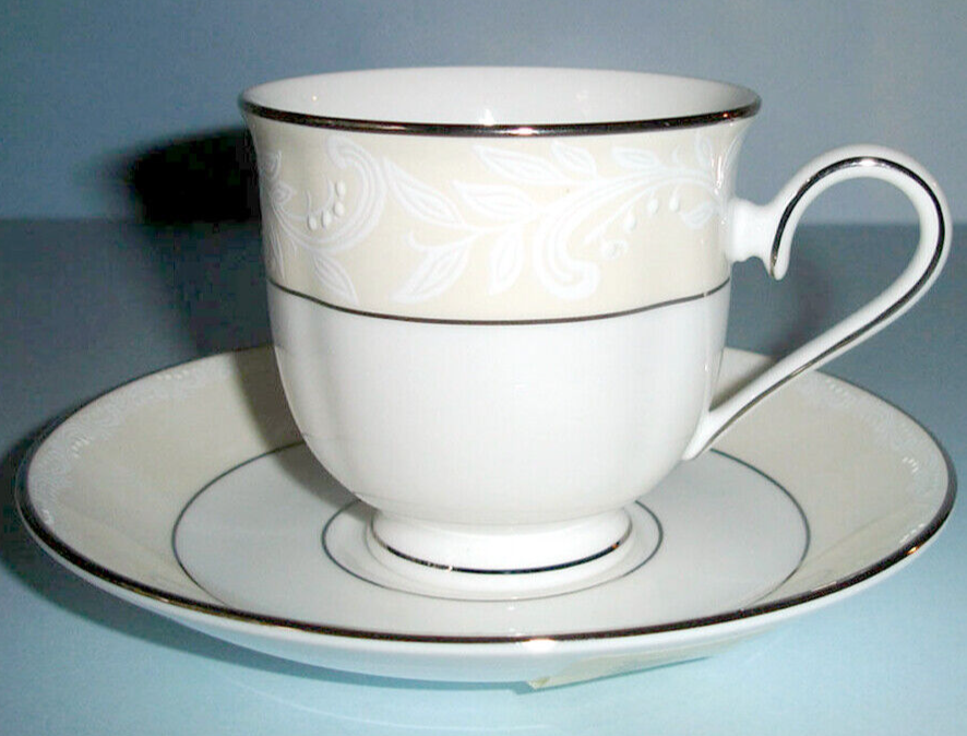 Lenox Faith Tea Cup & Saucer Platinum Banded Made in USA New