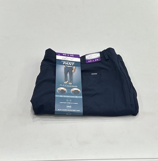 Greg Norman Men’s Performance Flex Waistband Snap Button Pants, Blue, Size 40X29