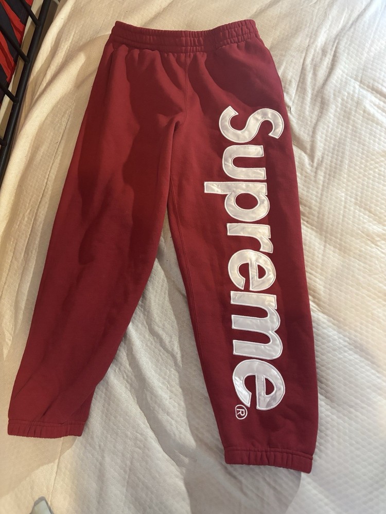 Supreme Red Sweatpants Men's Small Cotton Elastic Waist Tapered Logo Fall/Winter