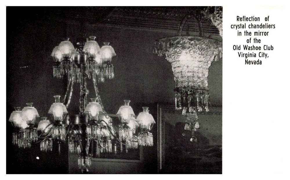 1930s Crystal Chandeliers Old Washoe Club Virginia City Nevada Vintage Postcard
