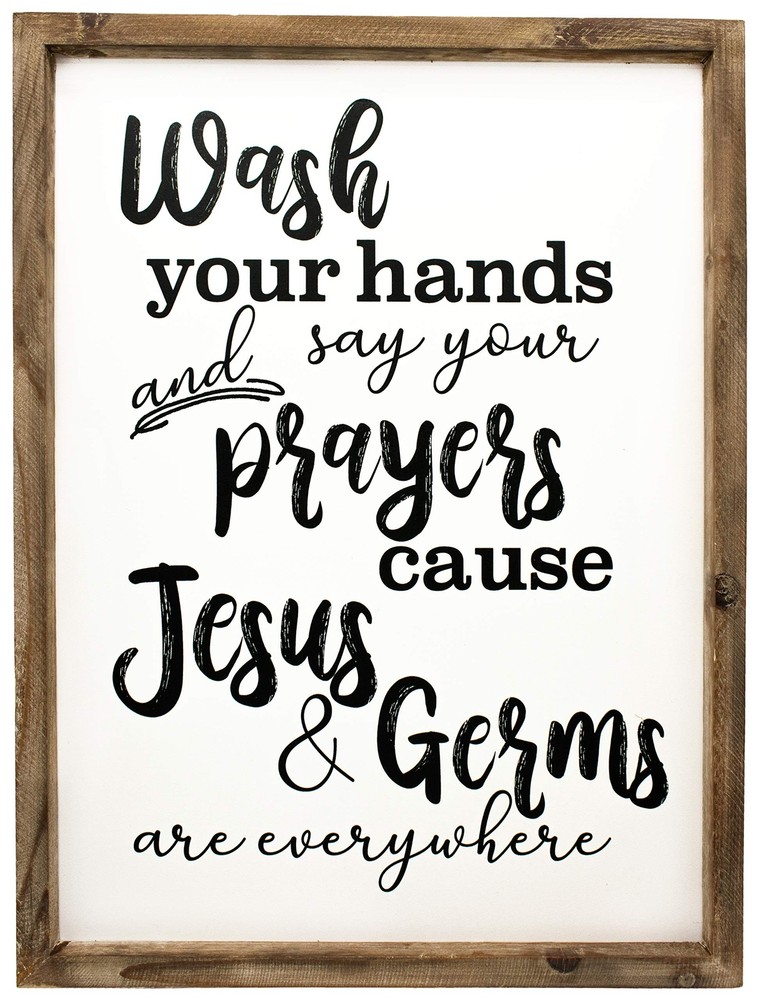 Funny Rustic Wooden Bathroom Wall Decor-Farmhouse Decor Jesus and Germs Wall ...