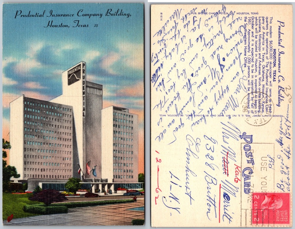 Prudential Insurance Company Building Houston Texas Postcard
