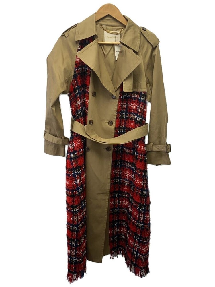 Grace Class Tweed Switching Trench Coat/38/Cotton/Beg/2936 9223-0