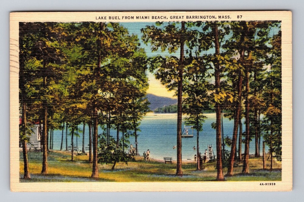 Great Barrington MA-Massachusetts Lake Buel Miami Beach Vintage Postcard