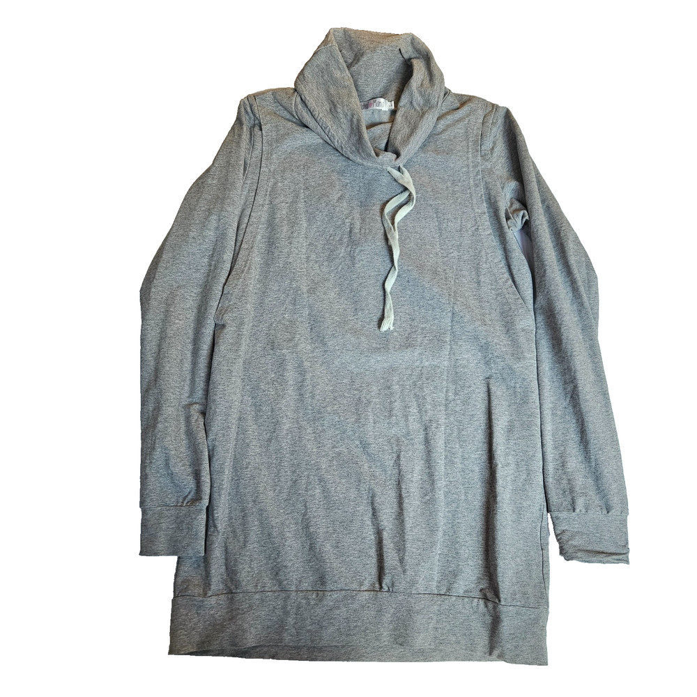 Latched Mama Nursing Tunic Women's L Heather Gray Breastfeeding Cowl Neck
