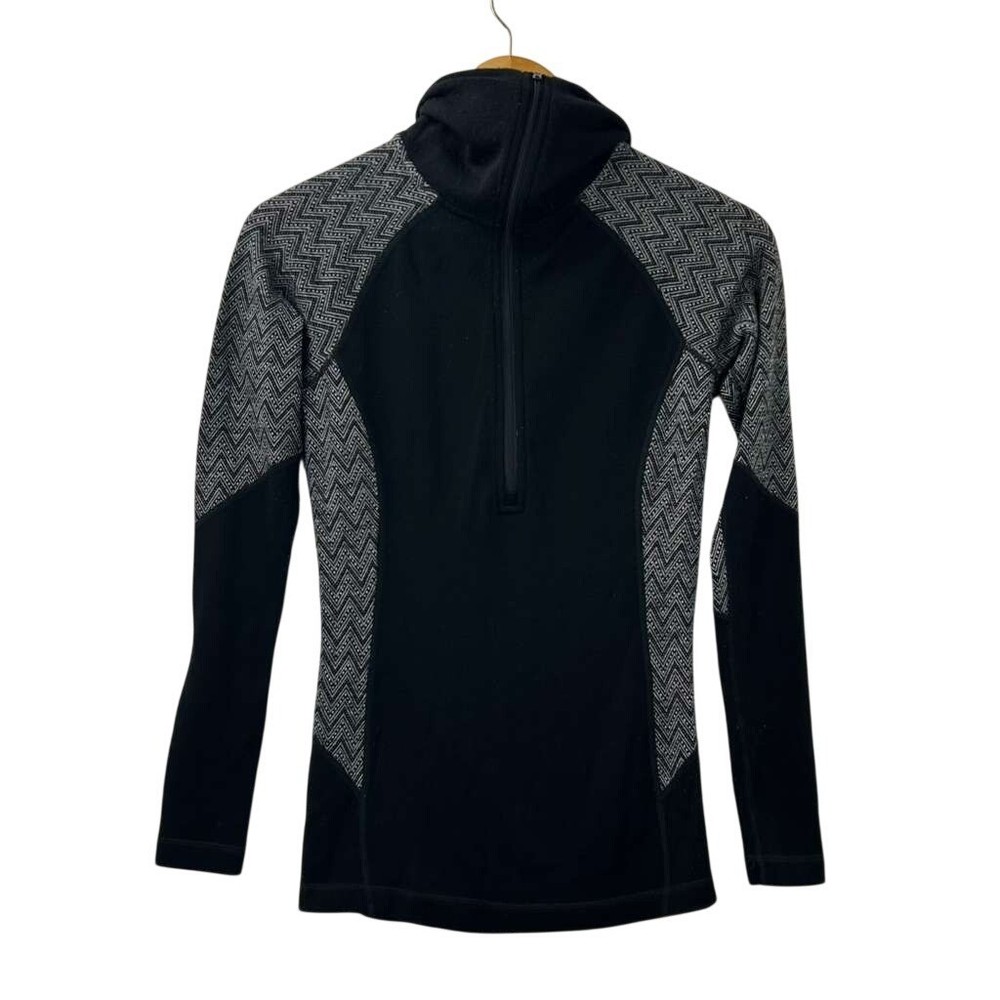 Smartwool Women's S Thermal Merino Wool Blend Base Layer 1/4 Zip Chevron Panel