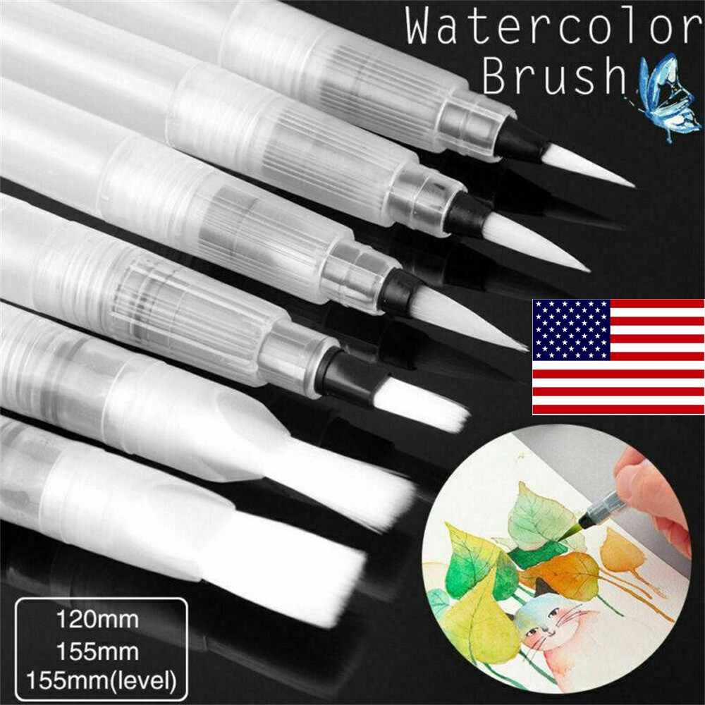 6Pcs Refillable Pilot Watercolour Pencil 3 Round +3 Flat Tips Painting Pen Brush