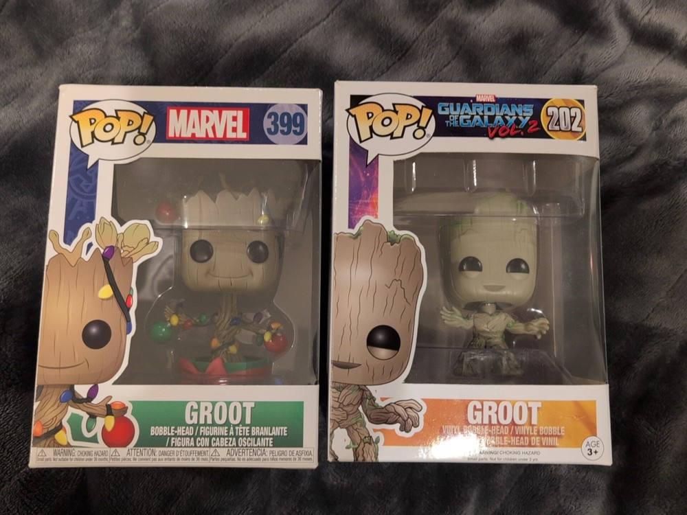 Funko Pop Marvel-Guardians of the Galaxy:Groot Christmas Lights 399 & Vol 2- 202
