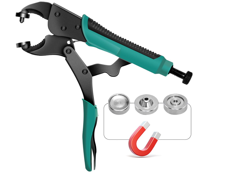Heavy Duty Snap Fasteners Kit - Upgraded Pliers & 2 Dies for Metal Snaps