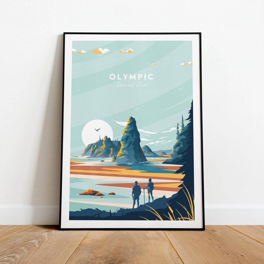 Olympic Traditional Travel Print National Park Olympic Print Poster Birthday