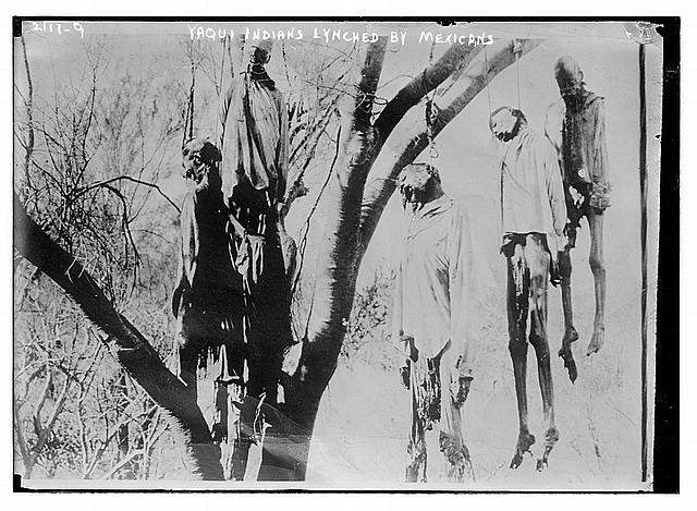 Photo:Yaqui Indians lynched by Mexicans