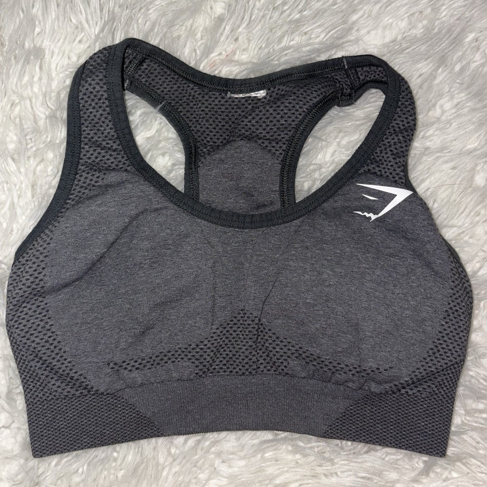 NEW GYMSHARK Seamless Gray Racerback Sports Bra Women’s Size S Support